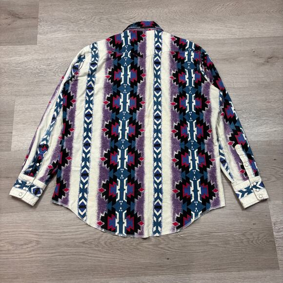 Vintage Wrangler Aztec Southwest Button Up Shirt X Long Tails Men's XL - Picture 3 of 9